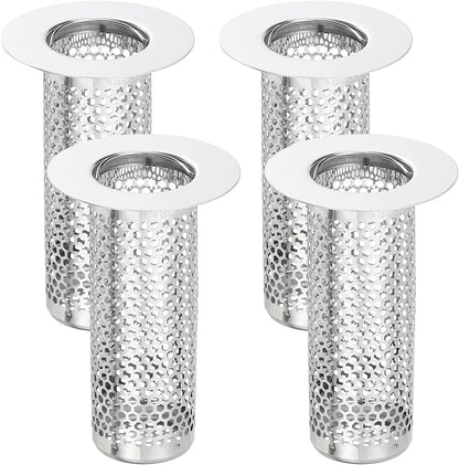 uxcell 2 Pack Shower Drain Strainer, 2" x 2.5" Stainless Steel Floor Drain Strainer Deep Sink Hair Catcher for Kitchen Bathroom Balcony Floor Drain, Fit Hole Size from 1.57" to 2.56"