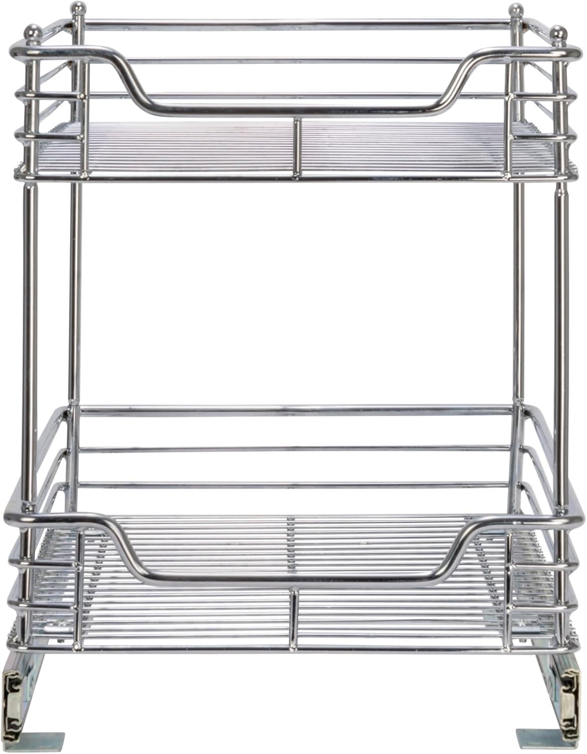 Household Essentials Glidez Multipurpose Chrome-Plated Steel Pull-Out/Slide-Out Storage Organizer for Cookware and Bakeware - 2-Tier Design - Fits Standard Size Cabinet or Shelf, Chrome