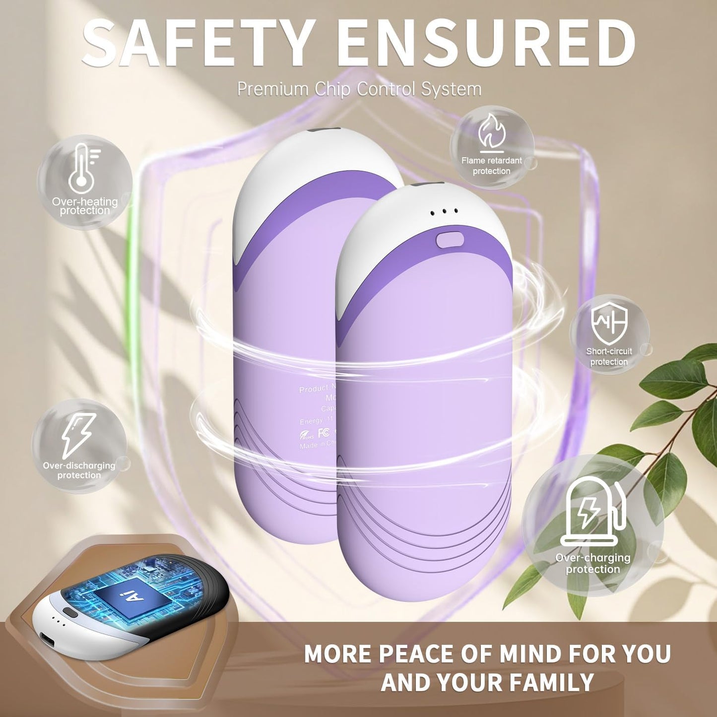 Hand Warmers Rechargeable [Equipped with Heat-conducting Silicone][Double-Sided Heating] [Shockproof] Suitable Skiing for Golf Hunting Hiking Outdoor Camping