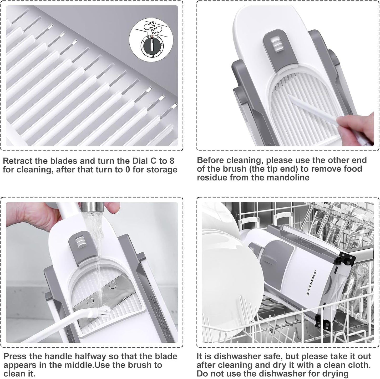 Safe Mandoline Slicer for Kitchen, Vegetable & Food Cutter (Only Slice) | Thickness Adjustable 0.1-8 mm, Potato Slicer for Chips, Easy to Clean, Kitchen Faster Slice, Dishwasher-safe (Light Grey)
