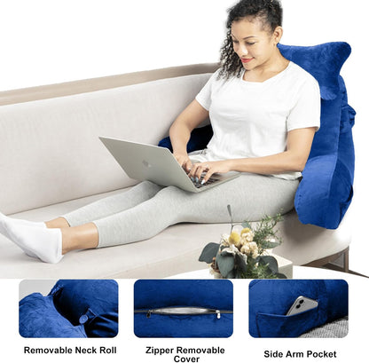 SLIGUY Reading Pillow for Sitting in Bed Couch Adult, Back Pillow with arm Support and Pockets, Adult Back Pillow Bed Chair for Bed Rest, Reading, Watching TV, Gaming for Boys and Girls Dark Grey