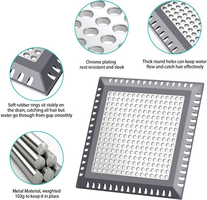 Aojuxix Shower Drain Hair Catcher/Drain Strainer/Shower Drain Cover | Stainless Steel and Silicone Hair Trap for Bathroom Floor Drain (Patented Product)