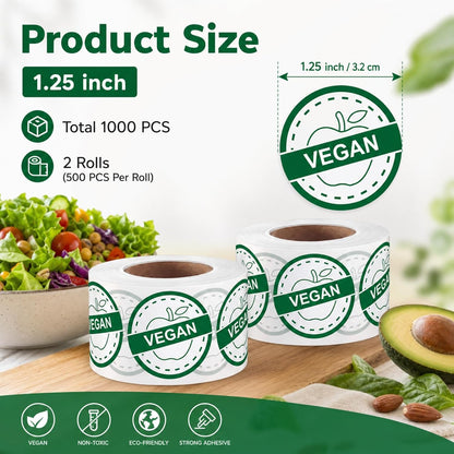 1000 PCS Gluten Free Stickers Bulk - 1.25 Inch Round Circle Gluten Free Rotation Dots Labels with Self Adhesive for Restaurants, Home Kitchen & Food Packaging, 2 Rolls(500 PCS Per Roll)