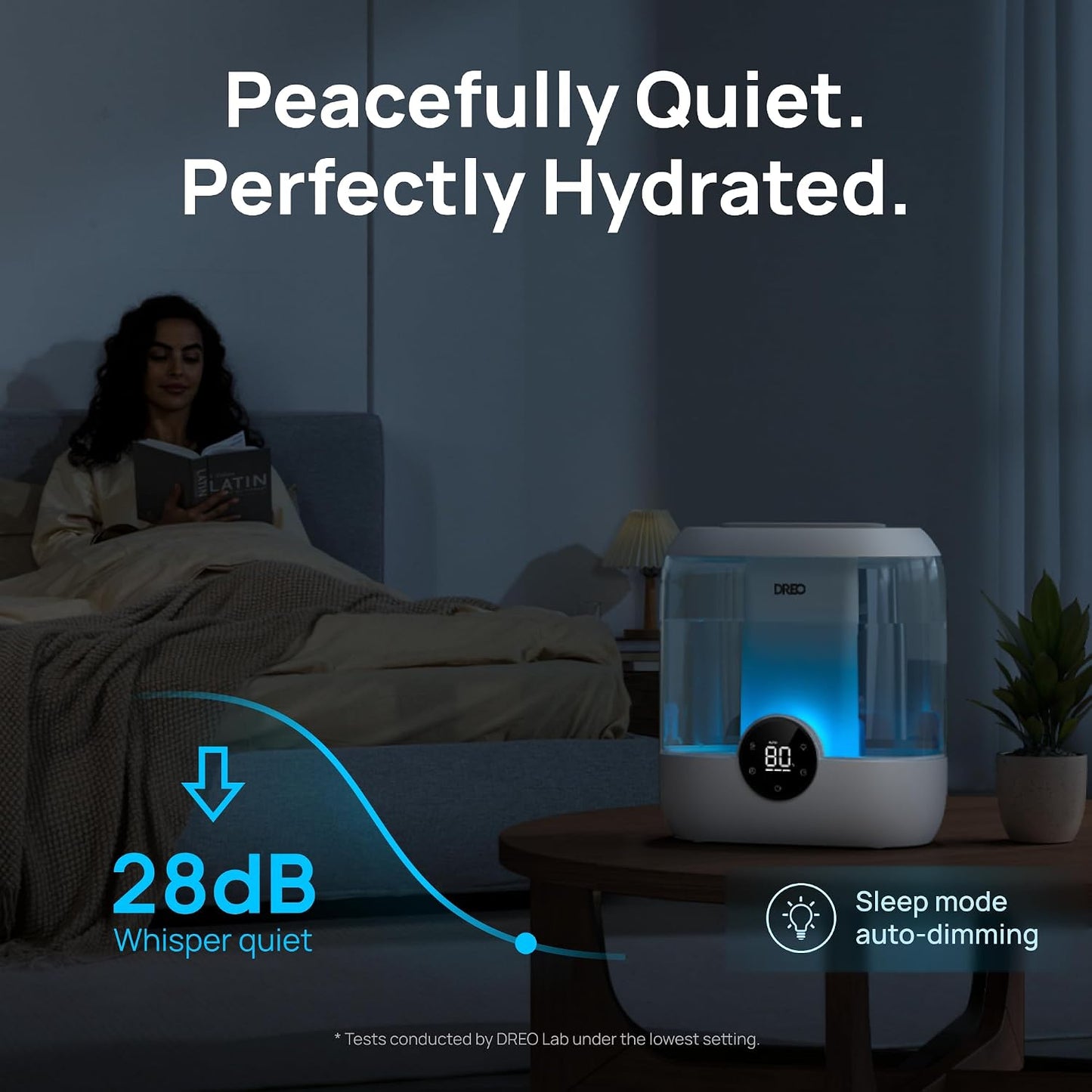 DREO 6L Smart Humidifiers for Bedroom, Large Room, 60H Runtime, Quiet 28dB | Top Fill Supersized Cool Mist Humidifier for Plants, Indoor, Home, Night Light, App/Touch/Voice Control, Black