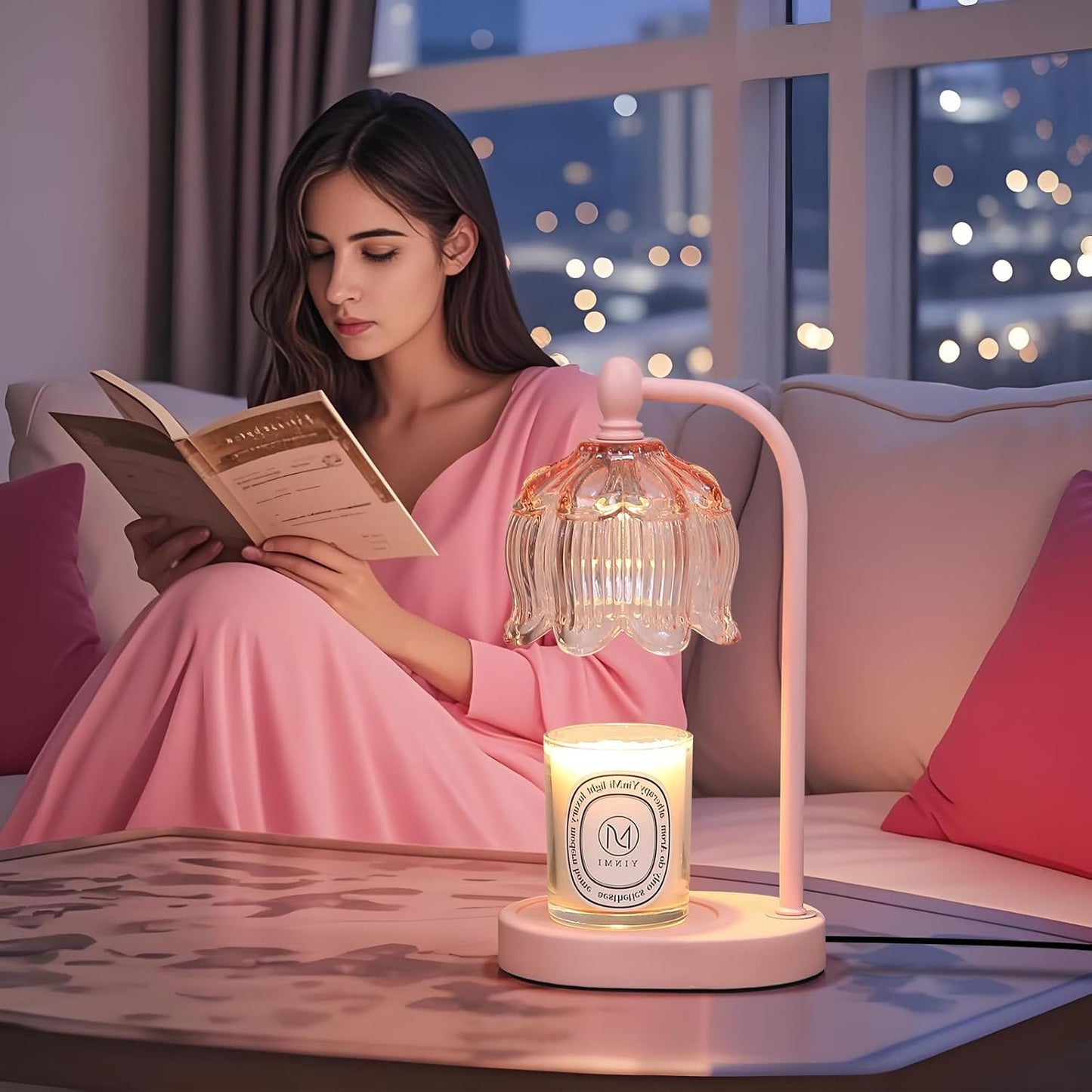 Candle Warmer Lamp with Timer and Dimmer,Electric Gold Light Gifts for Women Melt Wax Warmer Lamp with 2 Bulbs for Candle Jars House Warming New Home Decor Bedroom