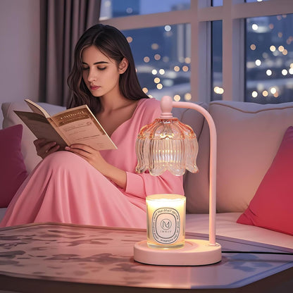 Candle Warmer Lamp with Timer and Dimmer,Electric Gold Light Gifts for Women Melt Wax Warmer Lamp with 2 Bulbs for Candle Jars House Warming New Home Decor Bedroom
