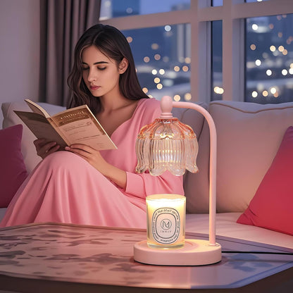 MEIXISUE Candle Warmer Lamp with Timer and Dimmer,Electric Gold Light Gifts for Women Melt Wax Warmer Lamp with 2 Bulbs for Candle Jars House Warming New Home Decor Bedroom