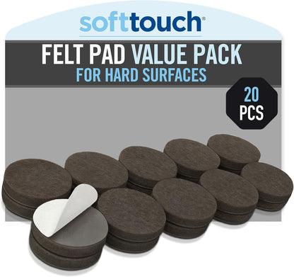 SoftTouch 1.5" Round Reusable Felt Furniture Sliders for Hard Surfaces, Noise-Reducing Adhesive Furniture Moving Pads for Beds, Sofas, Dressers, Set of 24, Beige