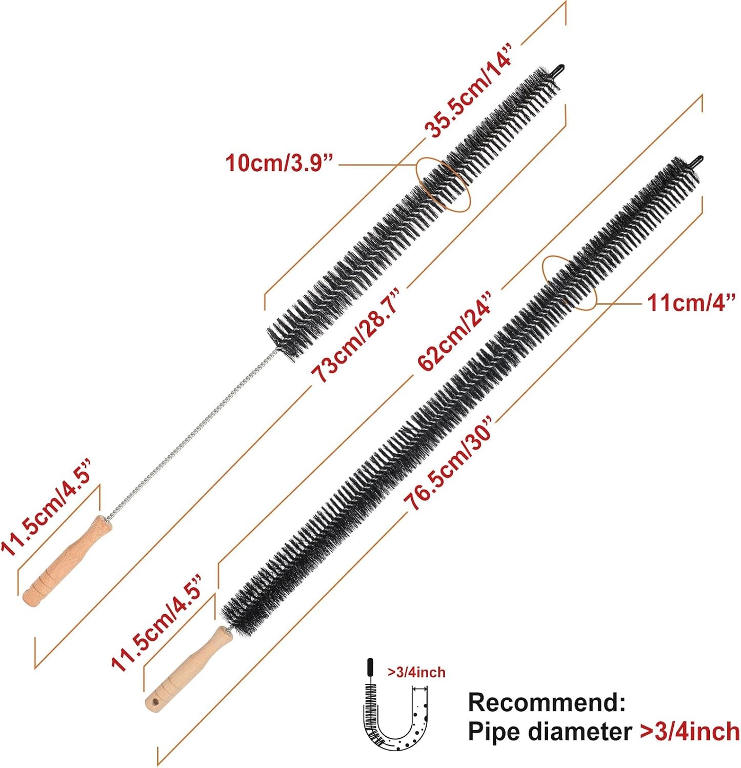 Ronsit Dryer Cleaner Vent Brush-75cm Flexible Dryer Vent Cleaner-Long Brush | Refrigerator Condenser Coil Brush Long Flexible Refrigerator Coil Cleaning Brush