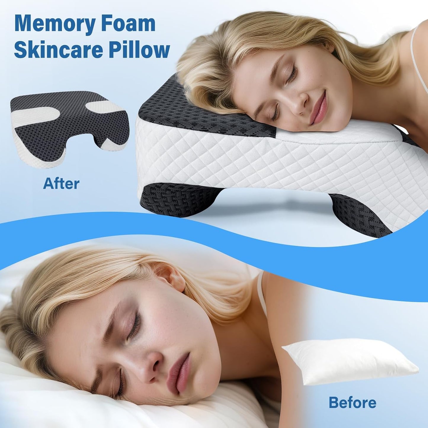 SAHEYER Side Sleeper Pillow with Arm Holes, 2 in 1 Shoulder Relief System for Rotator Cuff Pain, Memory Foam Pillow for Adults with 3 Arm Place Hole - for Side, Back and Stomach, Black