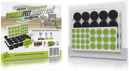 Slipstick Gorilla Felt Furniture Pads (189 Piece Variety Pack) Premium Furniture Pads & Chair Leg Floor Protectors for Hardwood Floors & Hard Surfaces