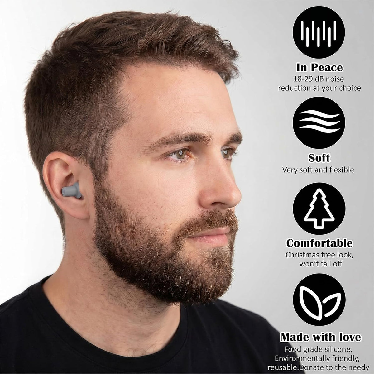 24 Pairs Black Ear Plugs Bulk NRR 29dB Reusable Silicone Ear Plugs with Plastic Cases Soft Foam Plug for Sleeping Noise Cancelling Concerts Shooting Swimming Noise Reduction