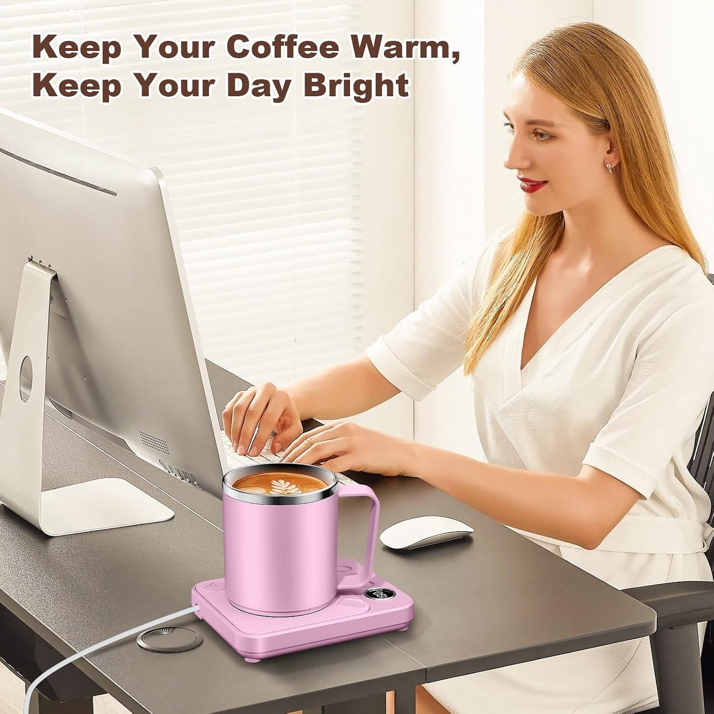 Felibeaco Coffee Mug Warmer & Mug Set for Desk, Smart Coffee Cup Warmer with 16oz Heated Mug, Cup Heater with Auto Shut Off for Office/Home, Coffee Gifts for Women/Men/Dad on Father‘s Day, Red