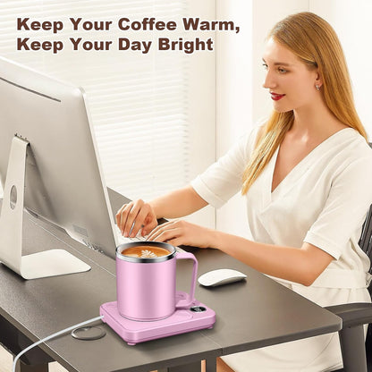 Felibeaco Coffee Mug Warmer & Mug Set for Desk, Smart Coffee Cup Warmer with 16oz Heated Mug, Cup Heater with Auto Shut Off for Office/Home, Coffee Gifts for Women/Men/Dad on Father‘s Day, Red