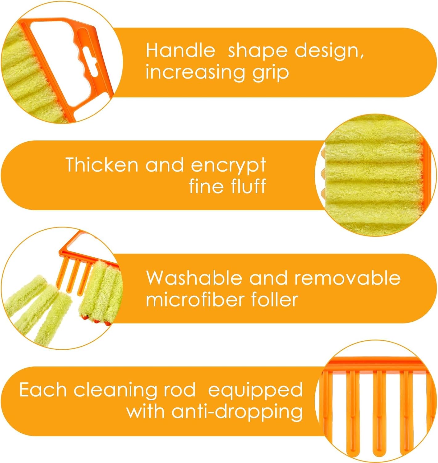 Geiserailie 2 Pcs Window Venetian Blind Cleaner Duster Tool Washable 7 Fingers Dusting Cleaner and Air Vent Shutter Brush Blinds Air Conditioner Fan Duster Dirt Housekeeping Tool (2 Color)