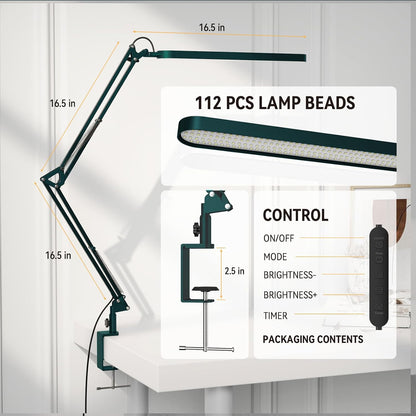 SKYLEO Desk Lamp for Home Office, Eye Comfortable LED Desk Light for Long Hours, Adjustable Swing Arm with Memory Function, Black