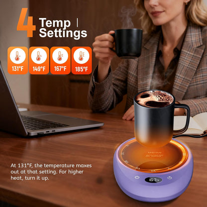 MEION Coffee Mug Warmer for Desk, Coffee Cup Warmer, 4 Temp Settings & 1-12H Timer, Coffee Warmer with Auto Shut Off Smart Gravity Sensor, Beverage & Candle Warmer Coffee Gifts Accessories(Black)