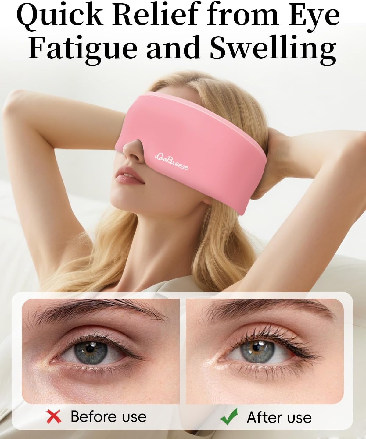 Cooling Eye Mask for Puffy Eyes, FSA Eligible HSA, Headache and Migraine Relief Gel Eye Mask, for Headache, Puffiness, Eye Strain, Reusable Face Ice Pack for Post-Surgery Care, Deep Blue