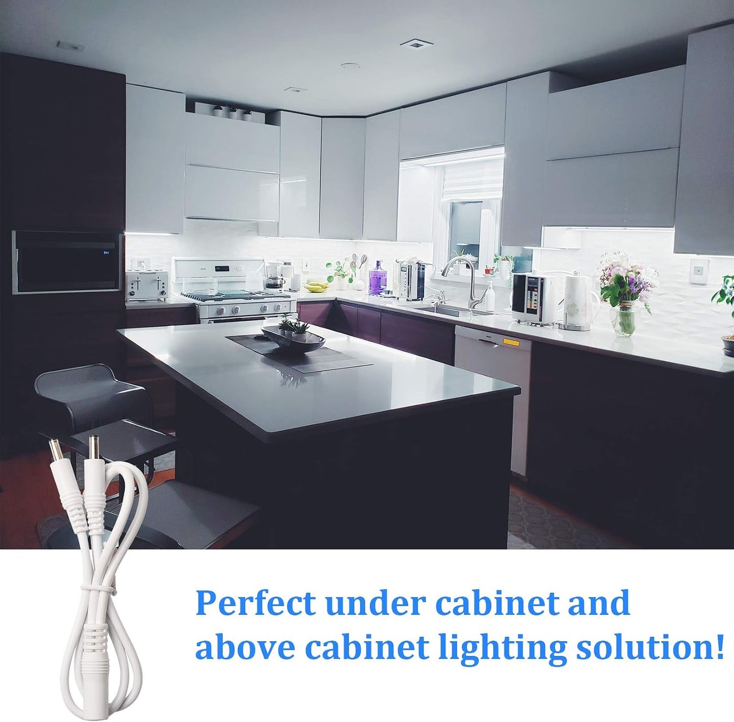 WOBANE 16.4ft Motion Sensor LED Strip with Remote,Warm White Tape Lighting | Dimmable LED Strip Lights for Kitchen, Under Cabinet, Bedroom, Shelf, Bed, PIR Function,Night Light,Adapter,3000K Warm White