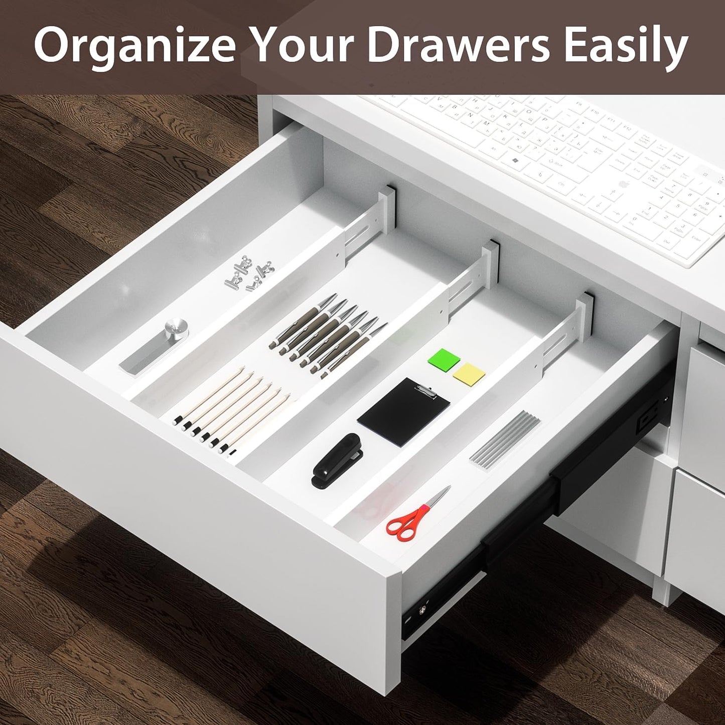 4 PCS Drawer Divider, 17"-22" Adjustable Bamboo Drawer Dividers Organizers, Expandable Separators for Kitchen, Clothes, Dressers, Home, Office