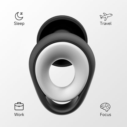Ear Plugs for Sleeping, Reusable Silicone, 28dB Noise Reduction | Noise Cancelling, High Fidelity with Mute Layer for Travel and Focus, Black-White