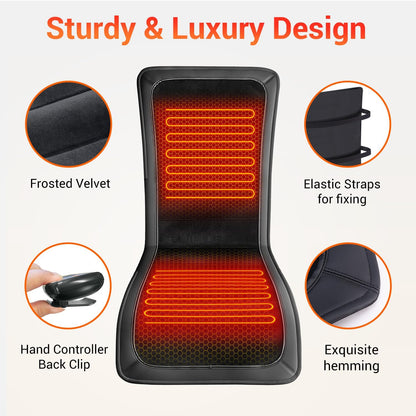 Heated Seat Covers, 43.31”Longer PU Leather Comfortable Seat Cushion, Universal Full Back and Seat Cover for Home Office, Easy to Use Heating Pad for Chairs, Winter Christmas Gift | Universal Full Back and Seat Cover for Home Office, Easy to Use Heating