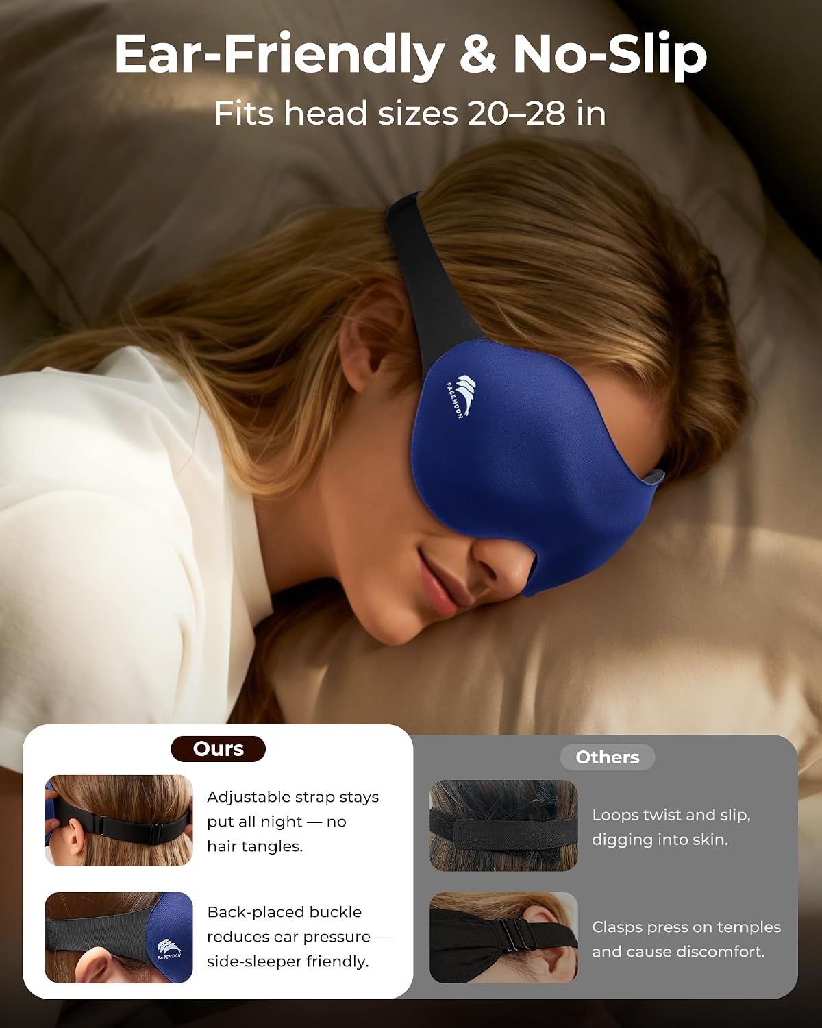 Sleep Mask for Side Sleepers: Lash Extensions 3D Contoured Eye Mask – Airplane Travel Essential, Zero-Pressure Light Blackout Eye Mask for Women – Soft Night Blindfold for Long Flights (Purple)