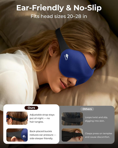 Sleep Mask for Side Sleepers: Lash Extensions 3D Contoured Eye Mask – Airplane Travel Essential, Zero-Pressure Light Blackout Eye Mask for Women – Soft Night Blindfold for Long Flights (Purple)