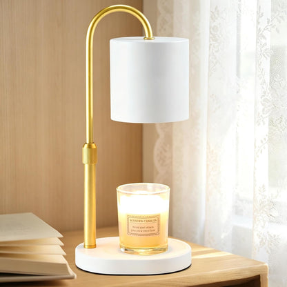 Dreamholder Electric Candle Warmer Lamp with Timer, Dimmable Candle Lamp with Adjustable Height, Wax Melter for Jar Candles Wood Base Floral Home Decor Gifts for Women Mom, Silver Glass