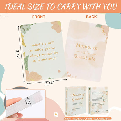 Moments of Gratitude Cards, 52 Cards of Questions to Inspire Gratitude, Gratitude Gifts for Women Positive Affirmation Cards, Mindfulness Gifts for Journal Prompts, Gratitude Jar, Table Topics