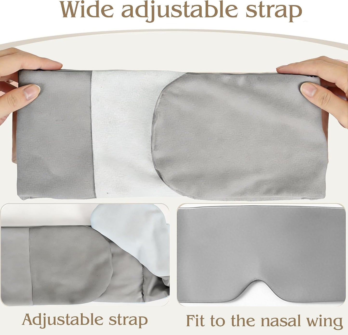 Weighted Sleep Mask for Side Sleepers, 100% Blackout Eye Mask for Sleeping with Adjustable Strap, Dual-Sided Cooling Silk & Warm Cotton Blindfold, Zero Pressure Eye Cover for Travel, Nap & Yoga