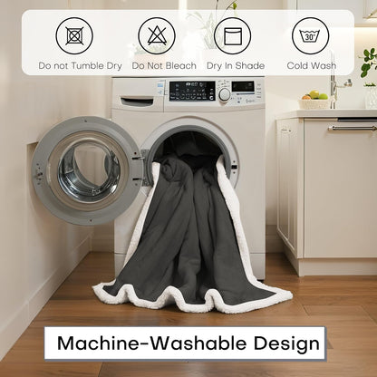 Electric Heated Blanket Full Size 72"x84" – Light Gray | ETL for Safe Overnight, 4 Heat Settings & 10H Auto Off, Dual-Sided Microplush Sherpa for Home Night, Machine washable