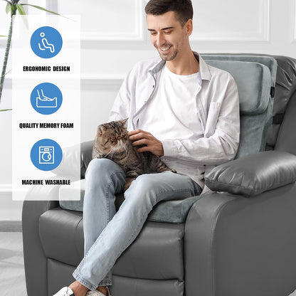 HOMBYS Recliner Seat Cushion with Lumbar Support Pillow and Adjustable Headrest, Medium Firm Foam Filling Chair Pad and Back Support, Non-Slip Design for Comfort and Pressure Reduce, Black
