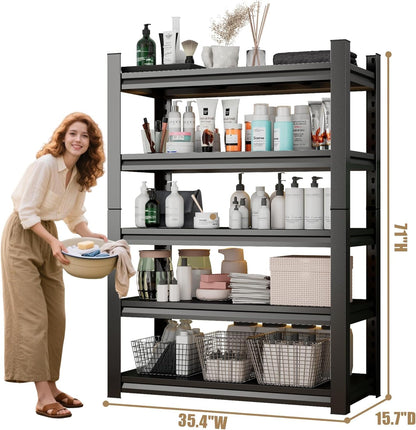 Over Washer and Dryer Shelves, 4 Tiers Adjustable Height Laundry Room Storage and Organizer Standing Shelf, Metal Freestanding Space Saving Organizers Shelf (4-Tier 63" H*45" W*15.7" D)