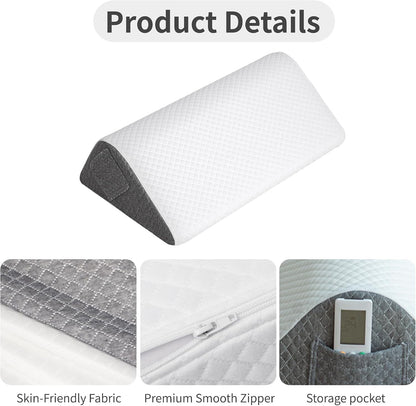 Knee Pillow for Back Sleeping, Leg Pillow Knee Wedge Pillow, Memory Foam Wedge Pillows for Legs Post Surgery, Triangle Pillow for Knee Support,Dark Grey