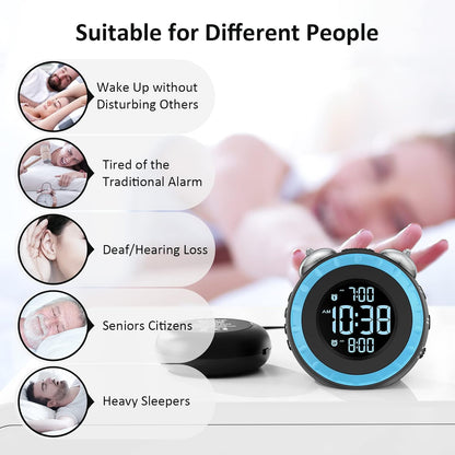 uscce Loud Dual Alarm Clock with Powerful Adjustable Bed Shaker