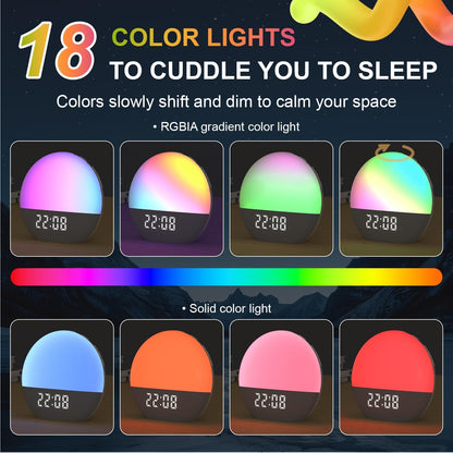 winshine Sunrise Alarm Clock with White Noise Sound Machine for Bedrooms | Wake Up Light,24 Sounds, FM Radio, Bluetooth Speaker,Sleep Sound Machine for Heavy Sleepers, Adults