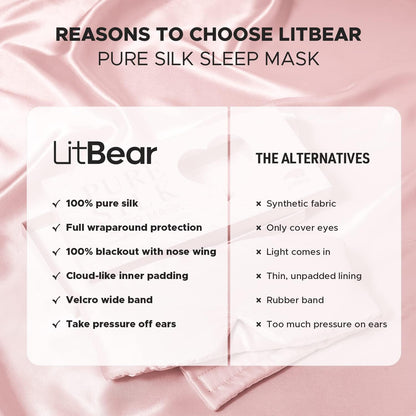 LitBear Silk Sleep Mask for Side Sleeper, Eye Mask Sleeping for Women Men