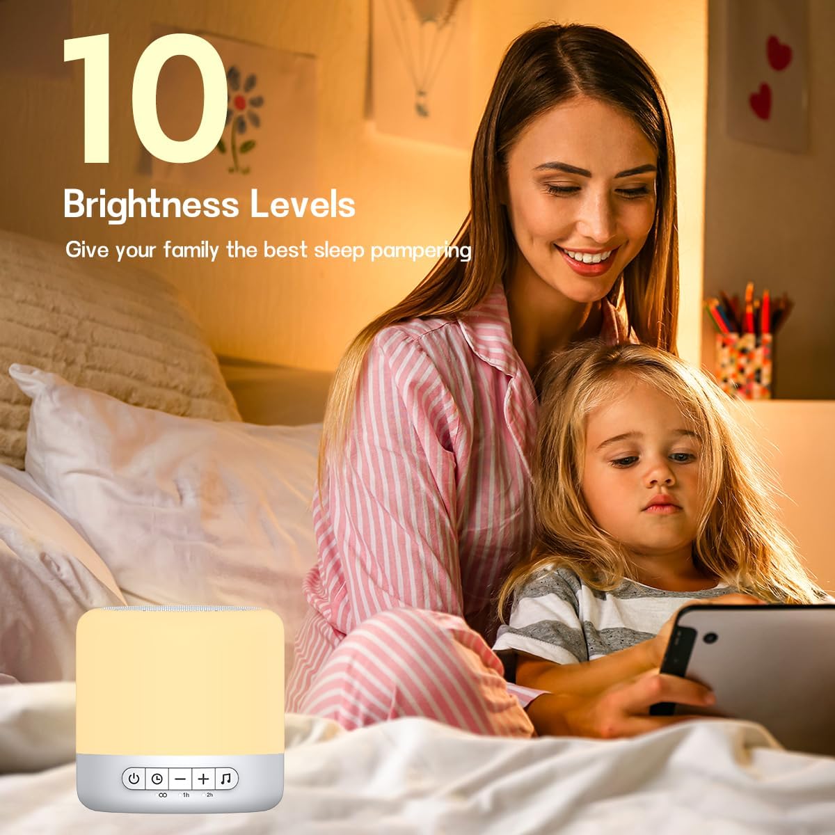 Easysleep White Noise Sound Machine with 30 Sounds 12 Night Light 32 Volume 3 Timers Portable Sleep Sound Machine for Office Travel Noise Canceling Lullaby & Rain Sound for Baby Kids Adults