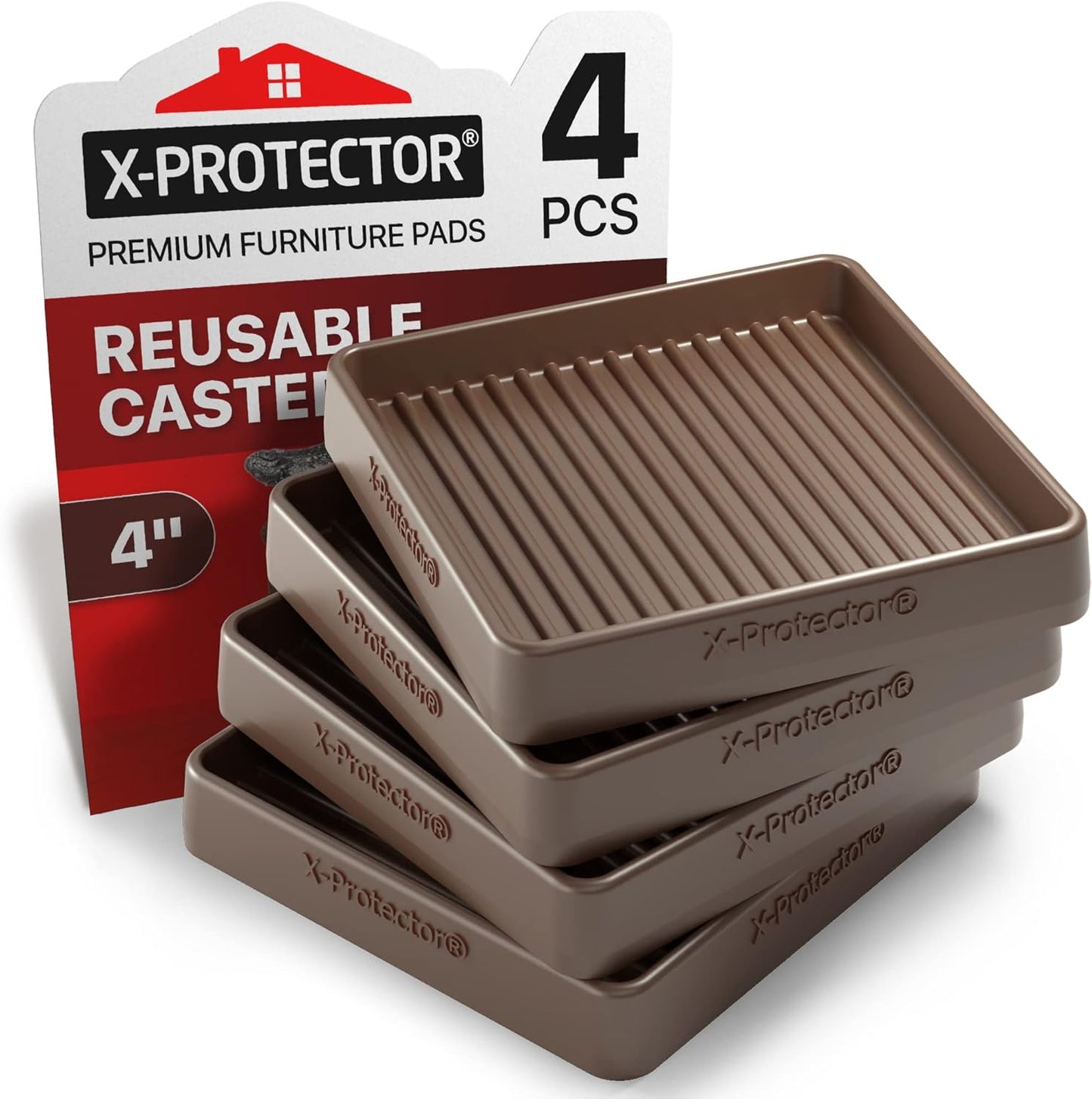 Furniture Cups X-PROTECTOR – 1.7" Caster Cups 4 PCS – Furniture Coaster | Ideal Bed Stoppers – Non Skid Furniture Pads with a Perfect Design – Lined Rubber Furniture Pads - Protect Any Flooring!