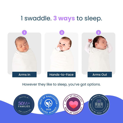 HALO 100% Cotton Sleepsack Swaddle, 3-Way Adjustable Wearable Blanket, TOG 1.5, Birds, Newborn, 0-3 Months - Colors A