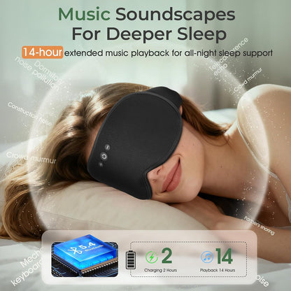2 in 1 Smart Bluetooth Bamboo Cotton Sleep Mask Headphones, 3D Weighted Compress Eye Mask 100% Blackout Sleep Mask Zero Eye Pressure