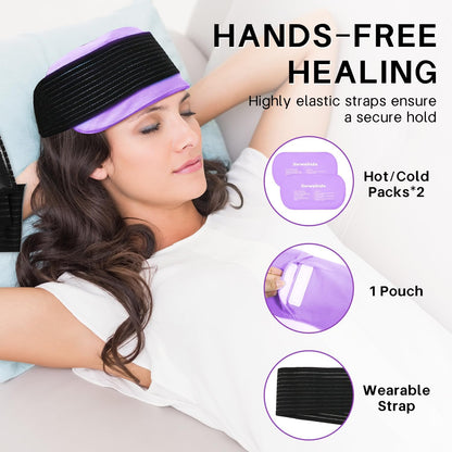 Ice Packs for Injuries Reusable Gel 2 Hot Cold Compress Therapy Pack with Adjustable Strap Soft Ice Wraps for Ankle Knee Leg Neck Shoulder Wrist Feet Back Pain Relief (Purple, Medium 10 x 5.5 Inch)