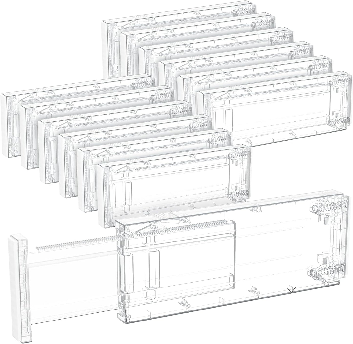 Lifewit 4" High Upgrade Drawer Divider, Adjustable Drawer Organizer Clothes | 5 Pack 11"-17" Expandable Beige Plastic Drawer Separator for Dresser, Kitchen, Closet, Nursery, Office Organization & Storage