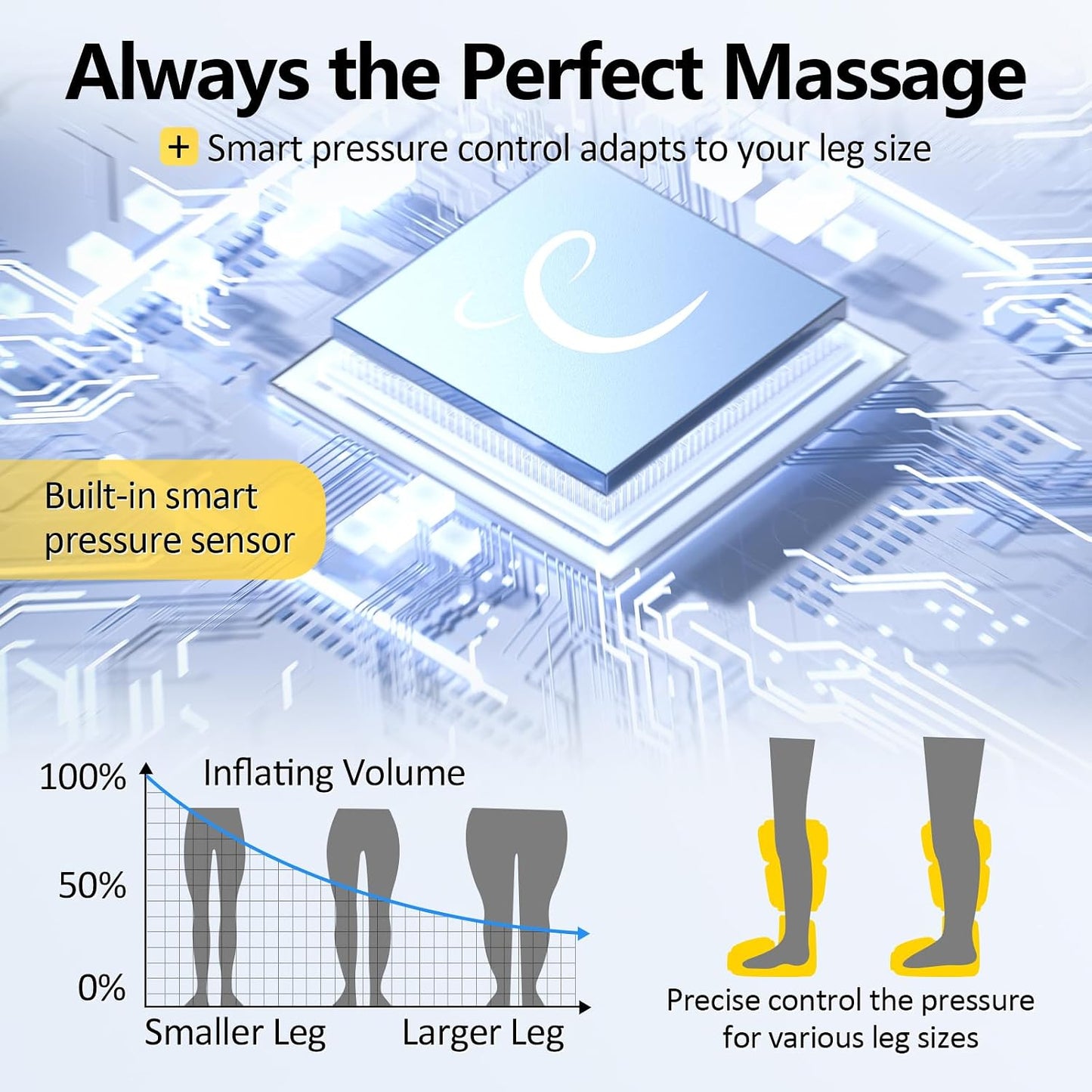 Comfytemp Air Compression Leg Massager for Circulation and Pain Relief FSA | Cordless & Rechargeable, Recovery for Varicose Veins, RLS, Foot and Calf Compression Boots, HSA Eligible (Fit Calf 13"~19")