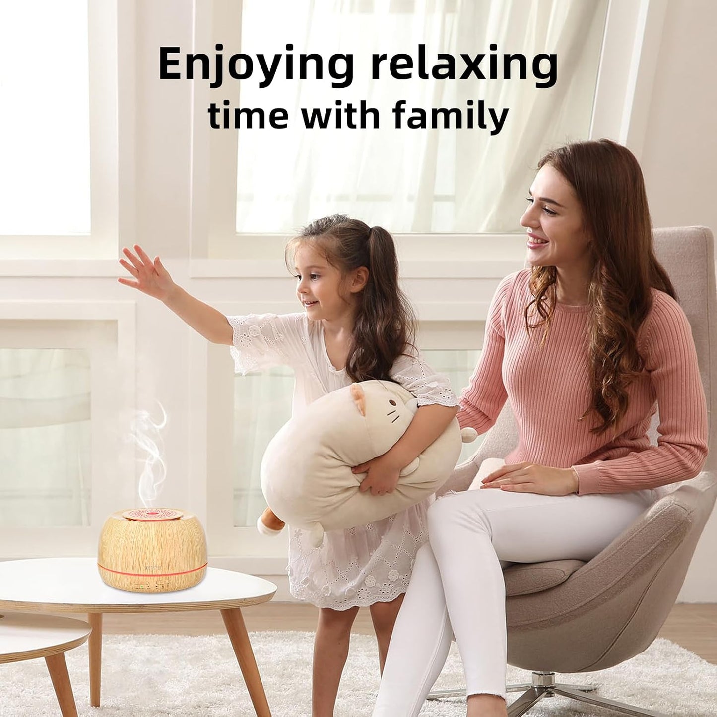 SEEDSEEL 300ML Essential Oil Diffuser,Ultrasonic Aromatherapy Diffuser, 7-Color Gradient Lights, Remote Control, 8 Hours Run Time, Suitable for Home,Office