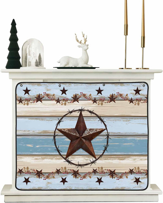 Magnetic Fireplace Cover Texas Star Teal Blue Fireplace Screen Decorative Farm Wood Grain Insulation Fireplaces Blocker Blanket Save Energy Fireplaces Draft Stopper Covers for Living Room 39x32 Inch