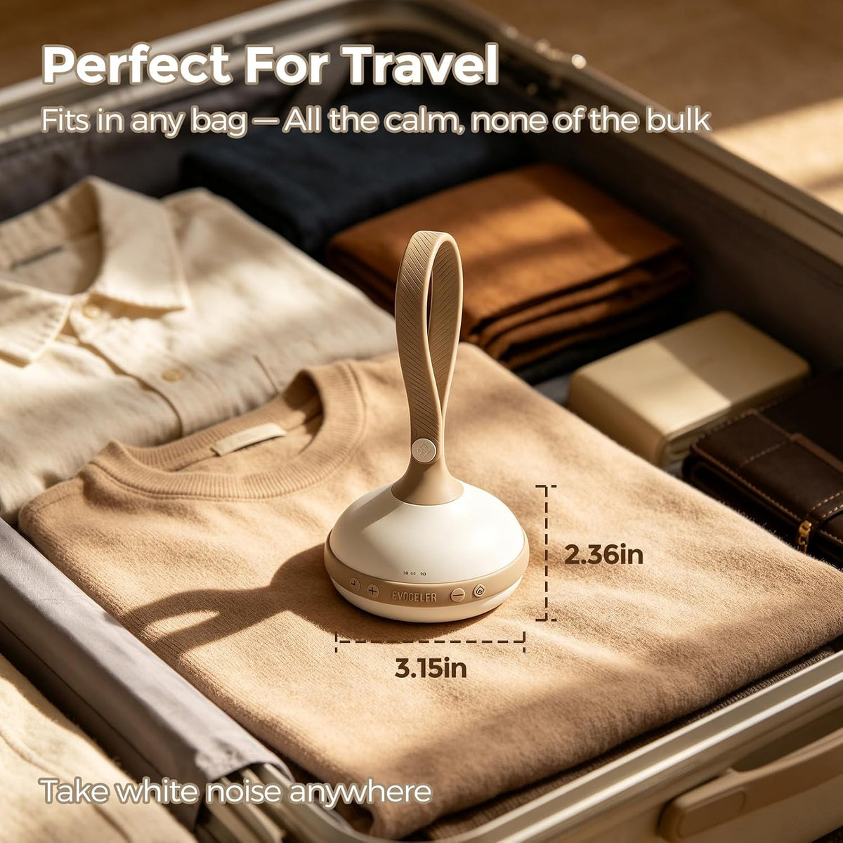 White Noise Machine for Baby, 9 Sounds Beige, Cry Detection Portable Travel