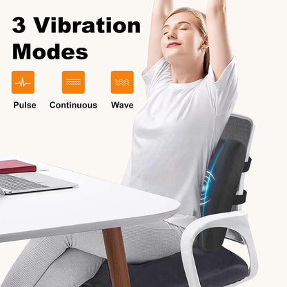 CILI Lumbar Support Pillow for Office Chair, Heated Back Support Pillow with Vibration, Back Massager for Chair, Back Rest Cushion Pillow for Desk Chair Sofa, Gifts for Mom Dad Women Men
