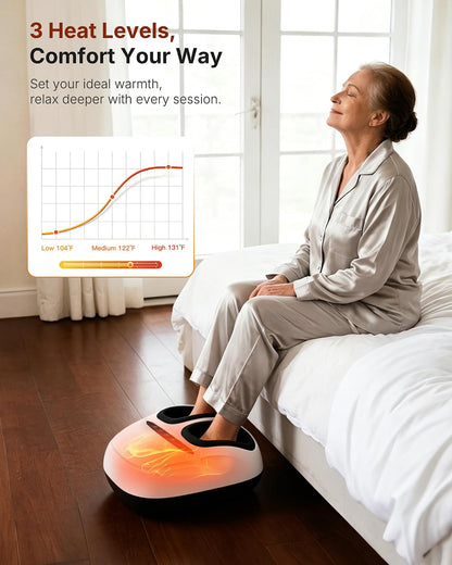 KNQZE Shiatsu Foot Massager with Heat for Plantar Fasciitis, FSA Eligible | Deep Kneading Shiatsu Massage, Multiple Heat & Compression Levels, Remote Control, Fits Men's Size 13, Gift for Women Men Mom